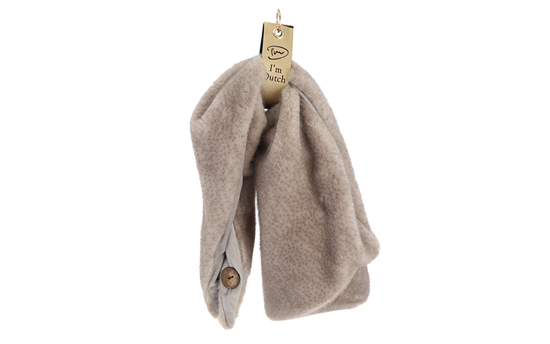 Faux fur driehoeksjaal Legno in taupegrijs gemêleerd, hangend, volledige lengte