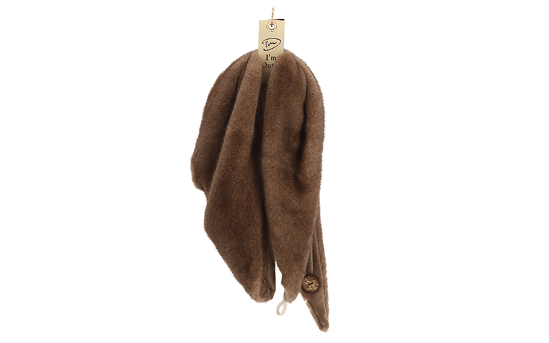 Faux fur driehoeksjaal Legno in camel gemêleerd, hangend, volledige lengte