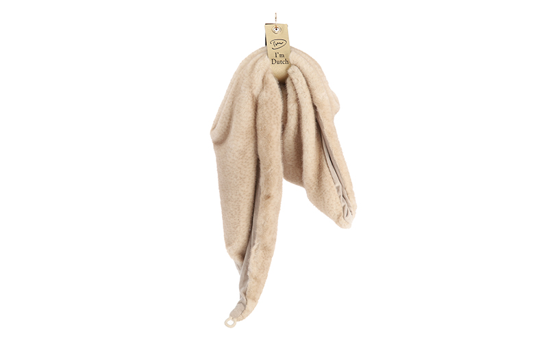Faux fur driehoeksjaal Legno in naturel gemêleerd, hangend, volledige lengte