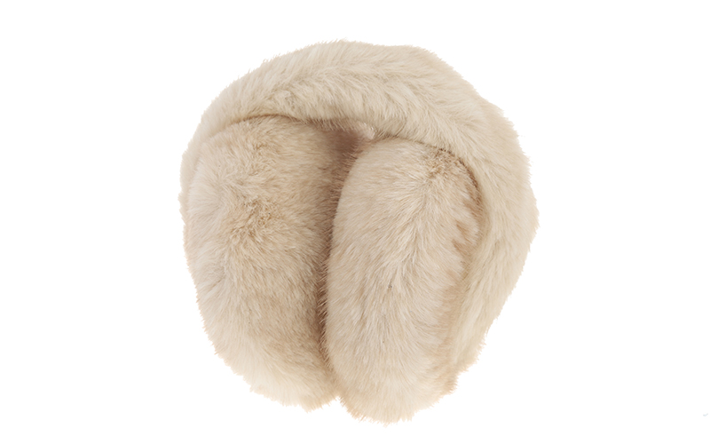 Faux fur oorwarmers Milstatt in naturel, ingeklapt