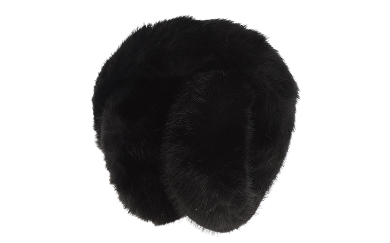 Faux fur oorwarmers Milstatt in zwart, ingeklapt
