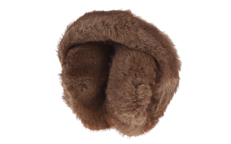 Faux fur oorwarmers Milstatt in camel, ingeklapt