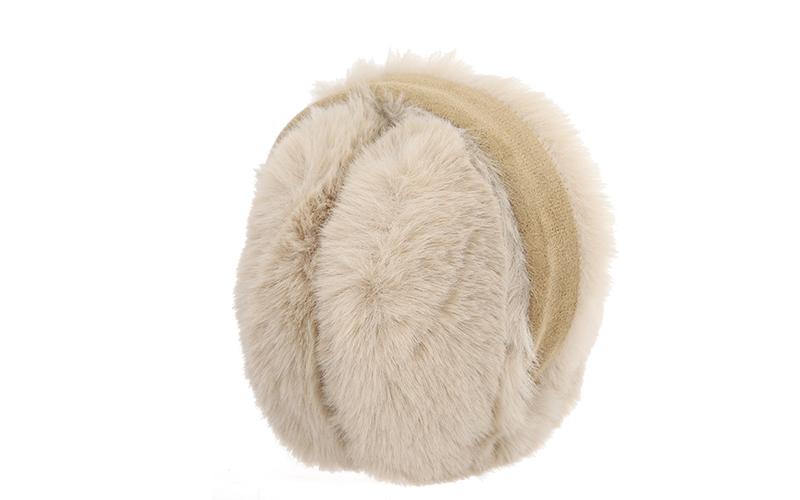Oorwarmers Lammy met faux fur in khaki, ingeklapt