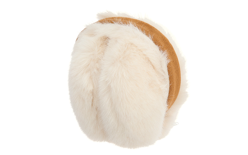 Oorwarmers Lammy met faux fur in camel, ingeklapt