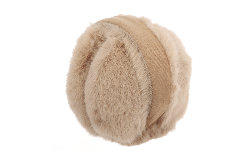 Oorwarmers Lammy met faux fur in taupe, ingeklapt
