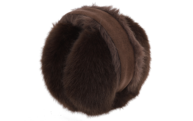 Oorwarmers Lammy met faux fur in bruin, ingeklapt