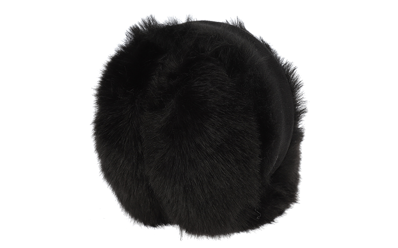 Oorwarmers Lammy met faux fur in zwart, ingeklapt