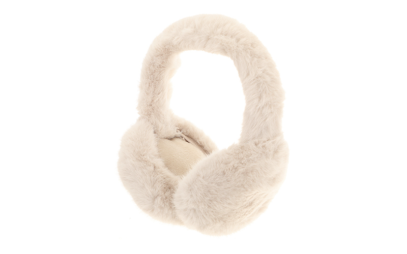 Faux fur oorwarmers Milstatt in naturel, uitgeklapt neergelegd