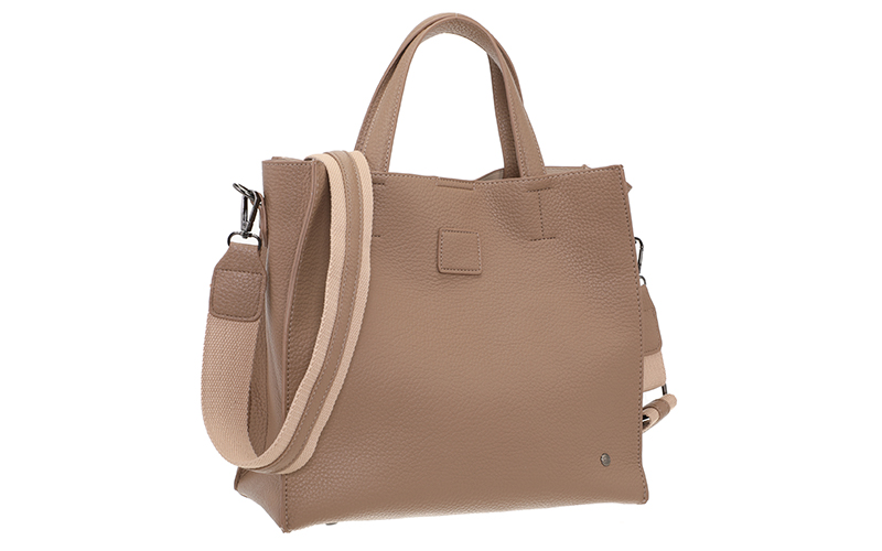 Taupe Handtas Paris in gebruik