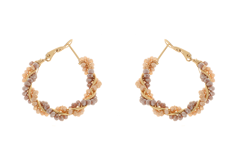 Boucles d'Oreilles Jade Kaki Dorées 14K