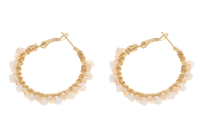 Boucles d'oreilles Jade Champagne aux cristaux