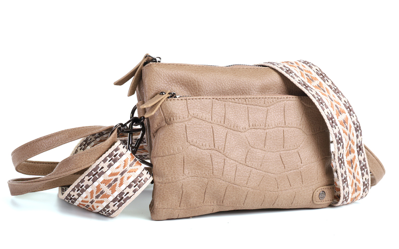Taupe Crossbody En Schoudertasje Brussel in gebruik