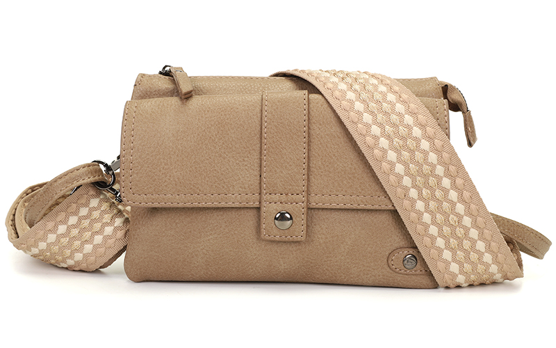 Taupe Crossbody En Schoudertasje Naarden in gebruik