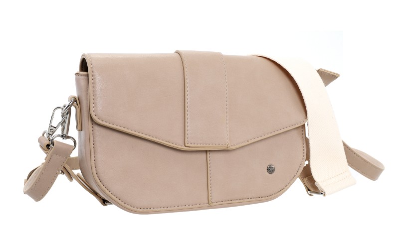 Light Taupe Crossbodytas Santiago in gebruik