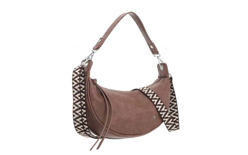 Camel Crossbody Tas Quebec in gebruik