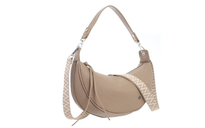 Taupe Crossbody Tas Quebec in gebruik