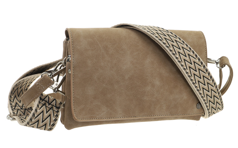 Taupe Crossbody / Schoudertasje Montoro in gebruik