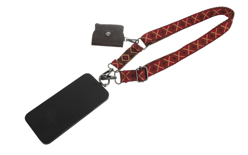 Burgundy Square Telefoonstrap Jansje in gebruik