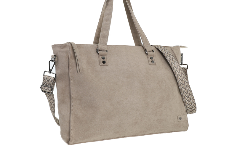 Taupe Shopper/Schooltas Riga in gebruik