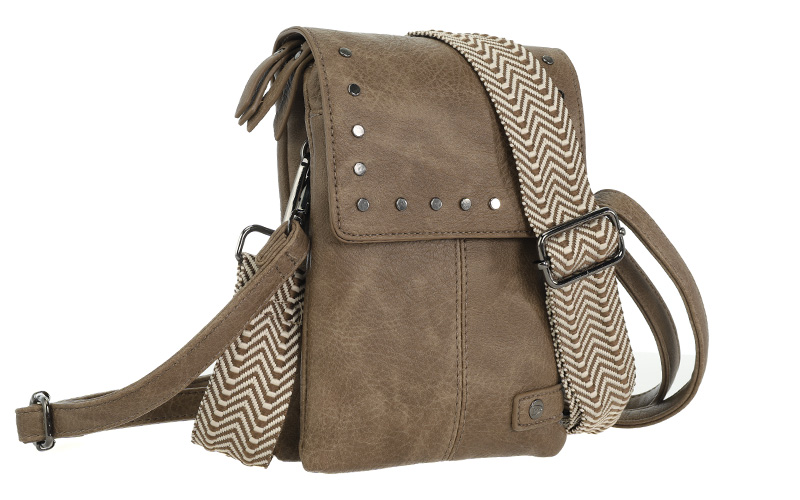 Taupe Telefoon- En Schoudertasje Cesar – afbeelding 3