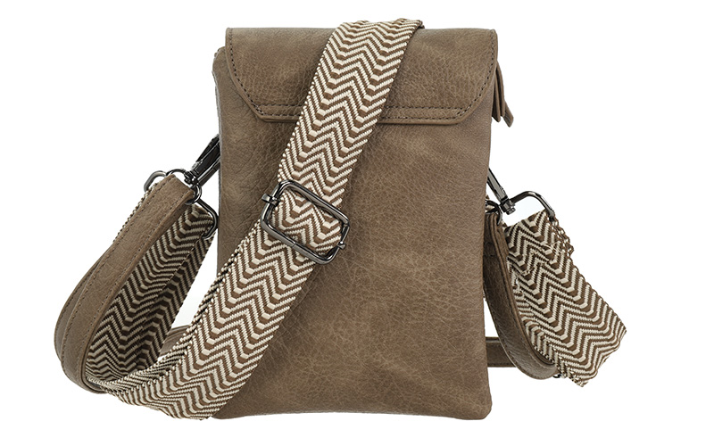 Taupe Telefoon- En Schoudertasje Cesar – afbeelding 4