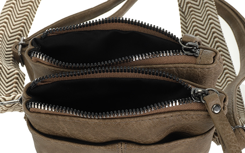 Taupe Telefoon- En Schoudertasje Cesar – afbeelding 5