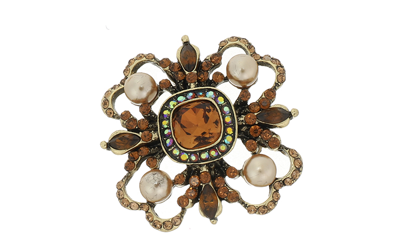 Broche Vintage Perles Bronze Royal