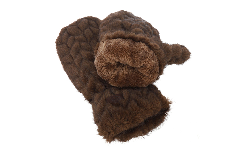 Faux fur wanten Whistler in bruin, omgeslagen, met de pluche voering zichtbaar