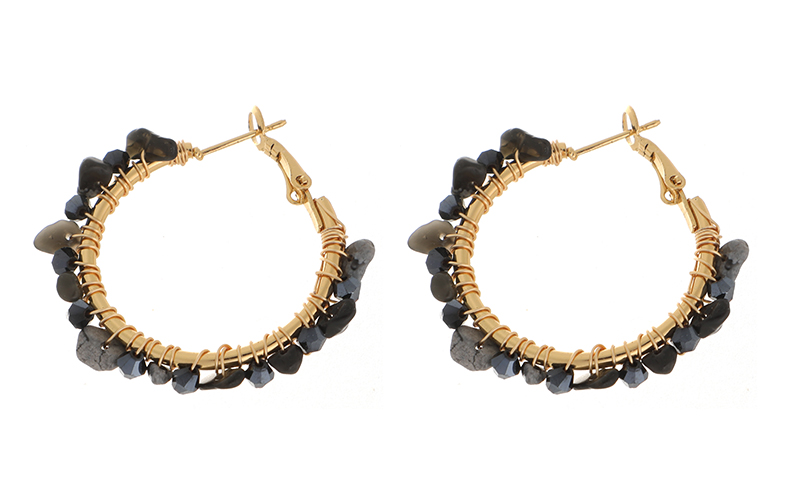 Boucles d'oreilles Jade Black aux cristaux